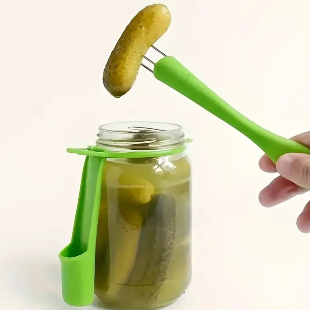 Green Pickle Picker NEW with Jar Holder small and large